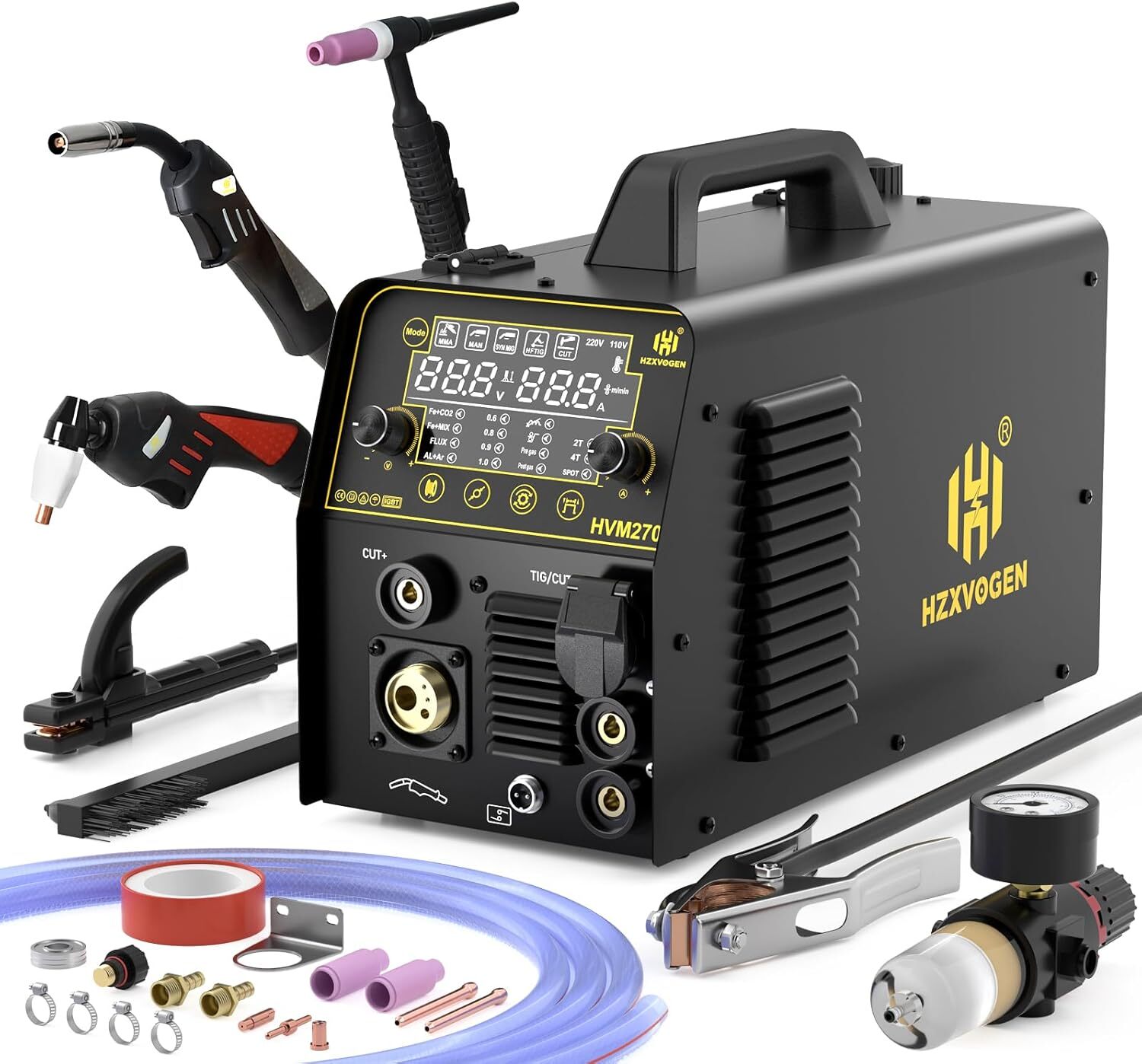 MIG TIG MMA CUT 6in1 Welder 250A 220V HF TIG Welder/40A Plasma Cutter with Spot