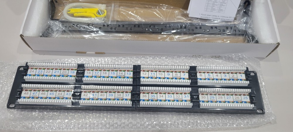 48 Port Cat6 Rj45 Patch Panel For Rack Or Wall Mount Cable Management