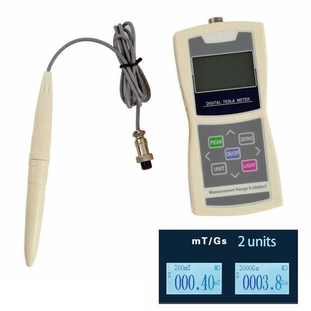 Digital Gauss Meter Surface Magnetic Field Tester W/ Multiple Hall Probes