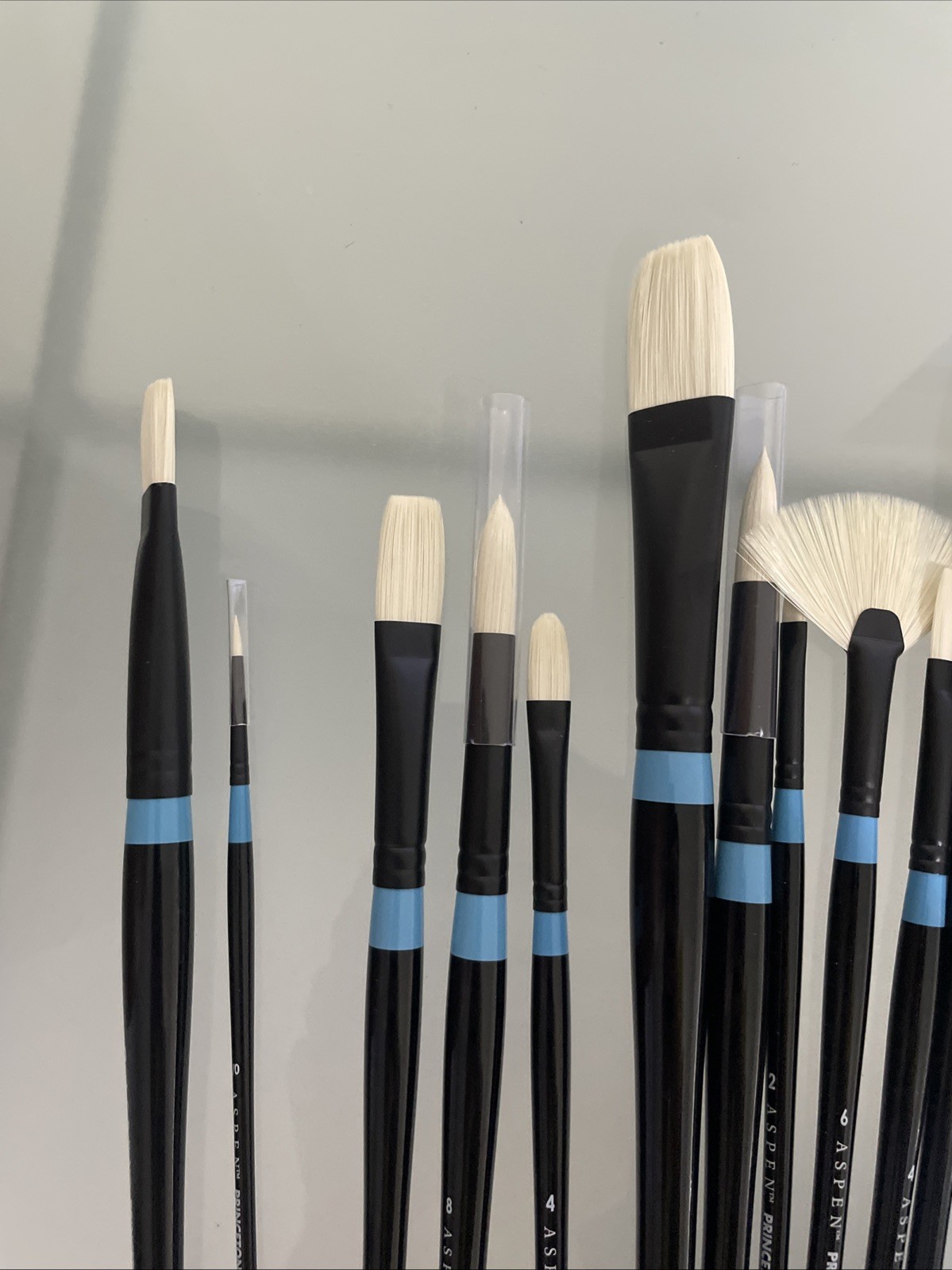 LOT OF 49 - Princeton Aspen Long Handle Oil Acrylic Synthetic Paint Brushes