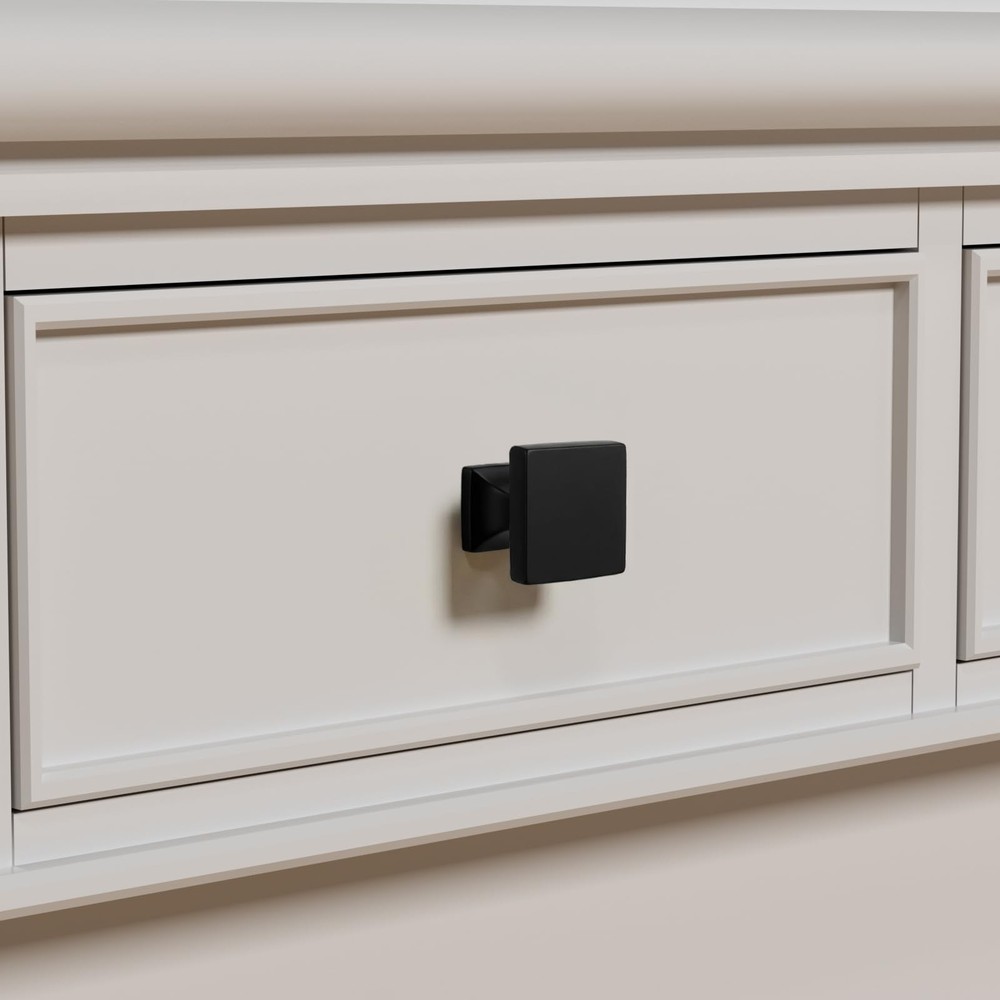 5 Pack Black Cabinet Knobs Drawer Knobs - Solid Square Dresser Knobs MO6785BK...