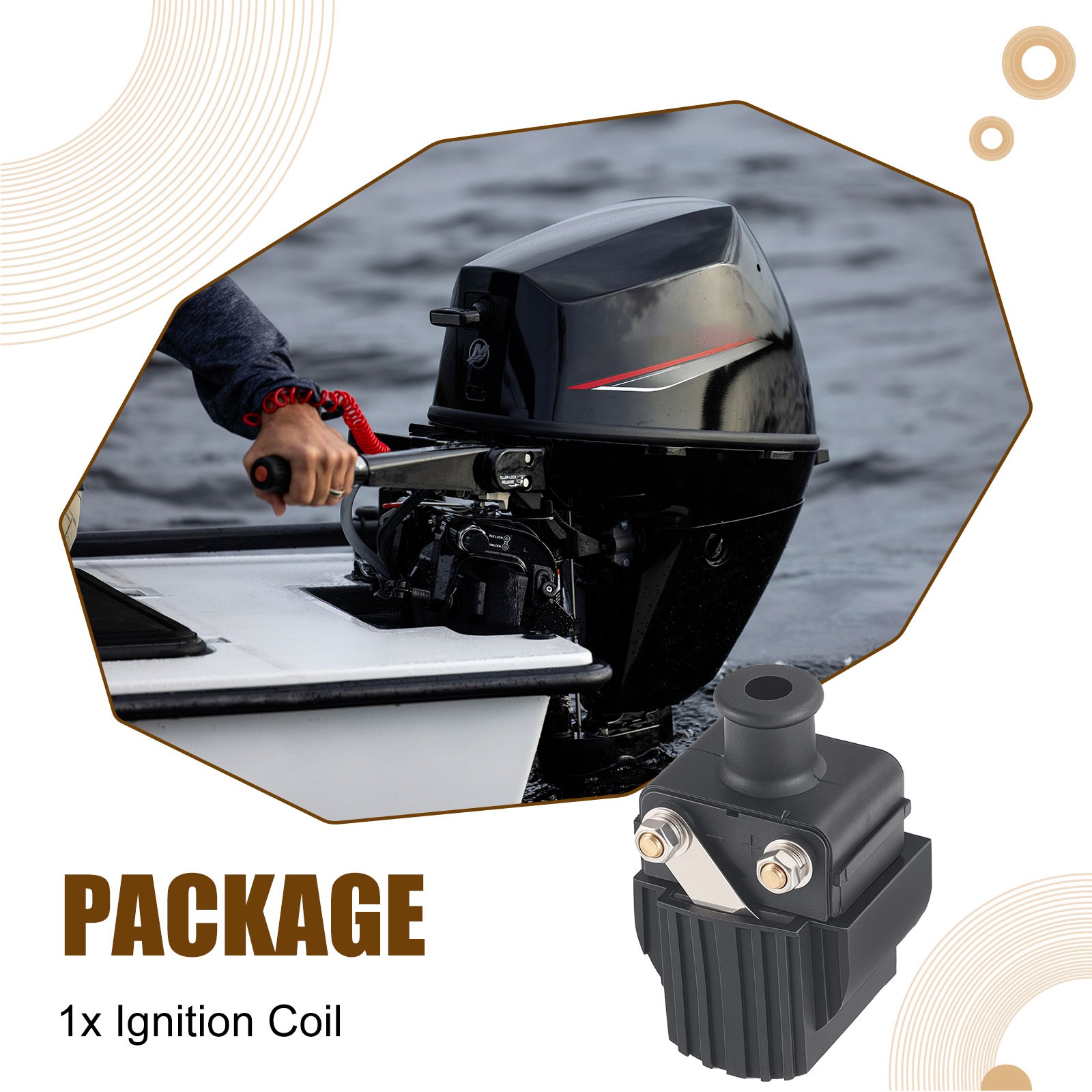 Ignition Coil 339-7370A13 339-832757A4 For Mercury Mariner 25HP Outboard Boat