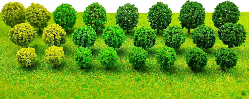 24Pcs Mini Model Trees Mixed Bush Trees Vegetation Groups Shrubs for Model Tr...