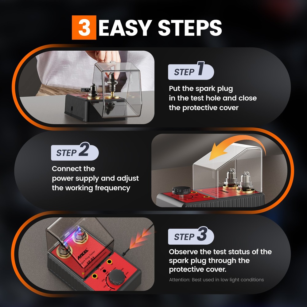 Car Spark Plug Tester Ignition System Tester Double Hole Spark Plug Analyzer