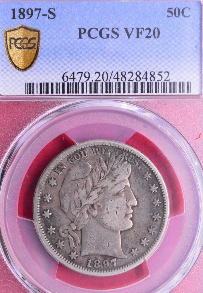 PCGS VF-20! 1897-S BARBER HALF