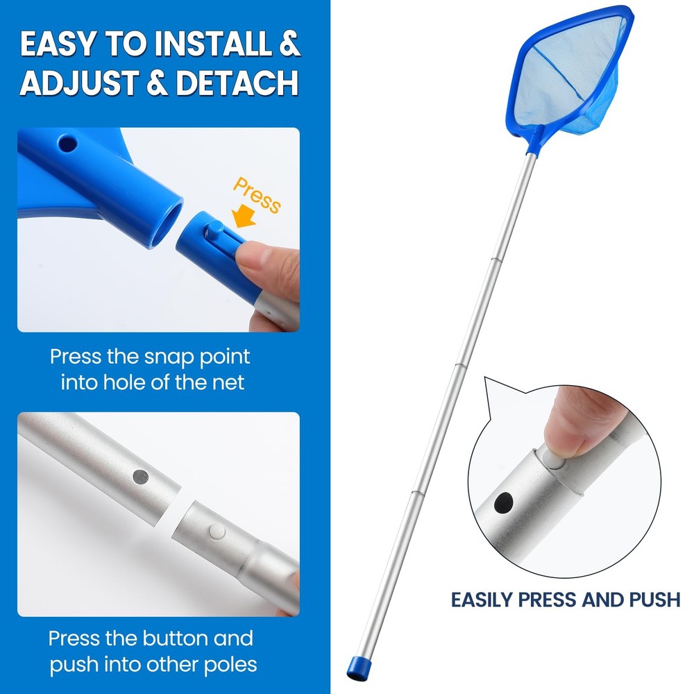 Premium Pool Skimmer Net with Adjustable Poles for Easy Leaf Removal