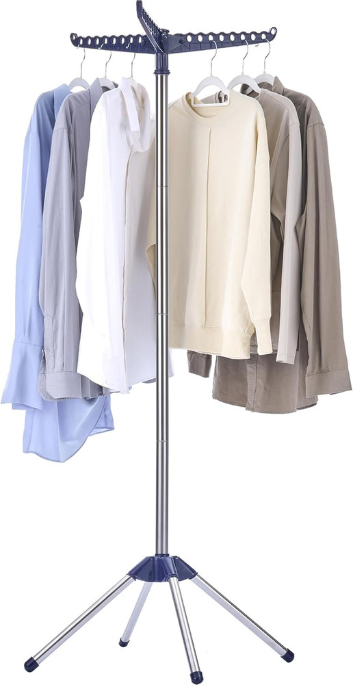 Clothes Drying Rack Foldable, 59 Inch Tripod Laundry Drying Rack Indoor with Rot