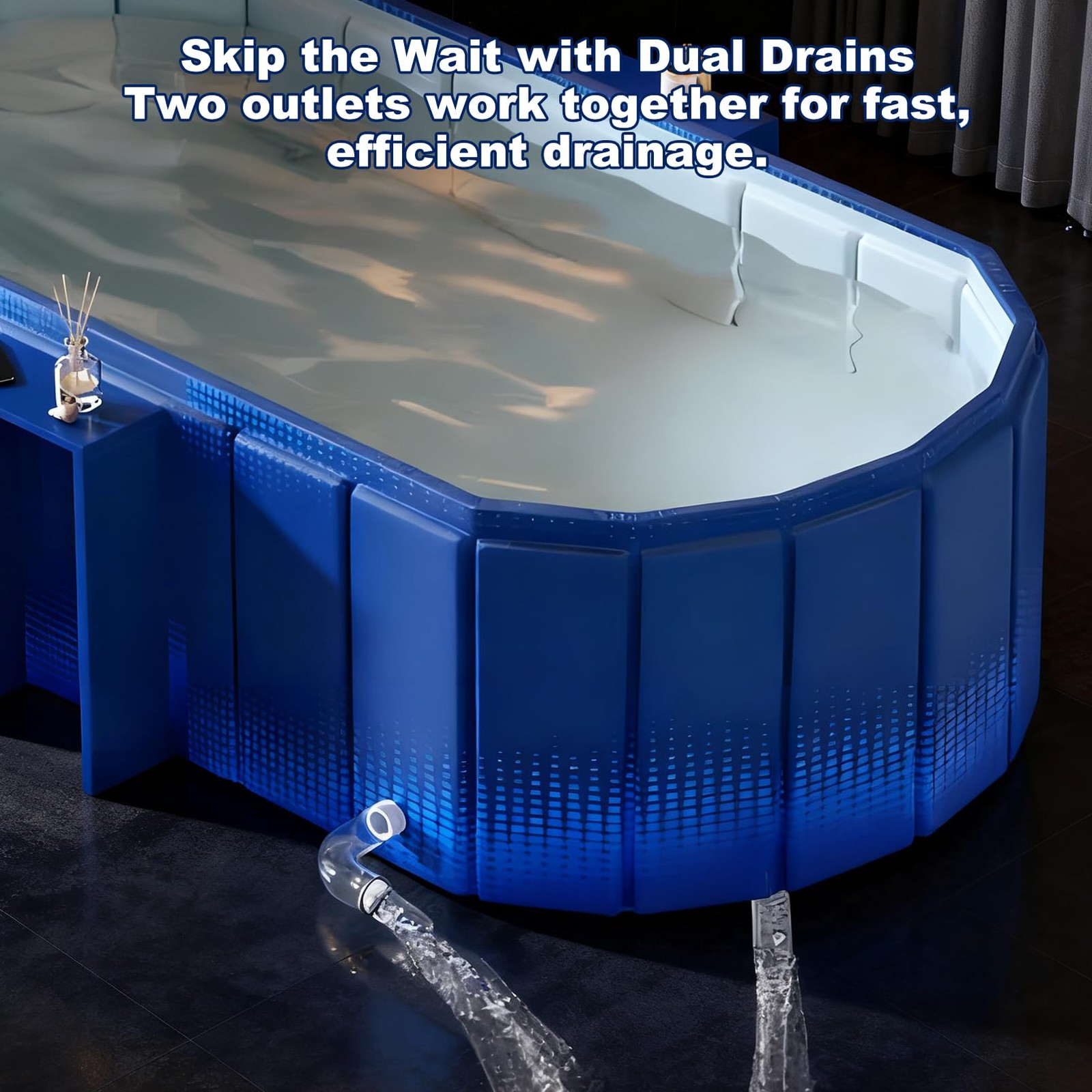 Portable Bathtub for Adult 59" Large Collapsible Cold Plunge Bathtub Foldable No