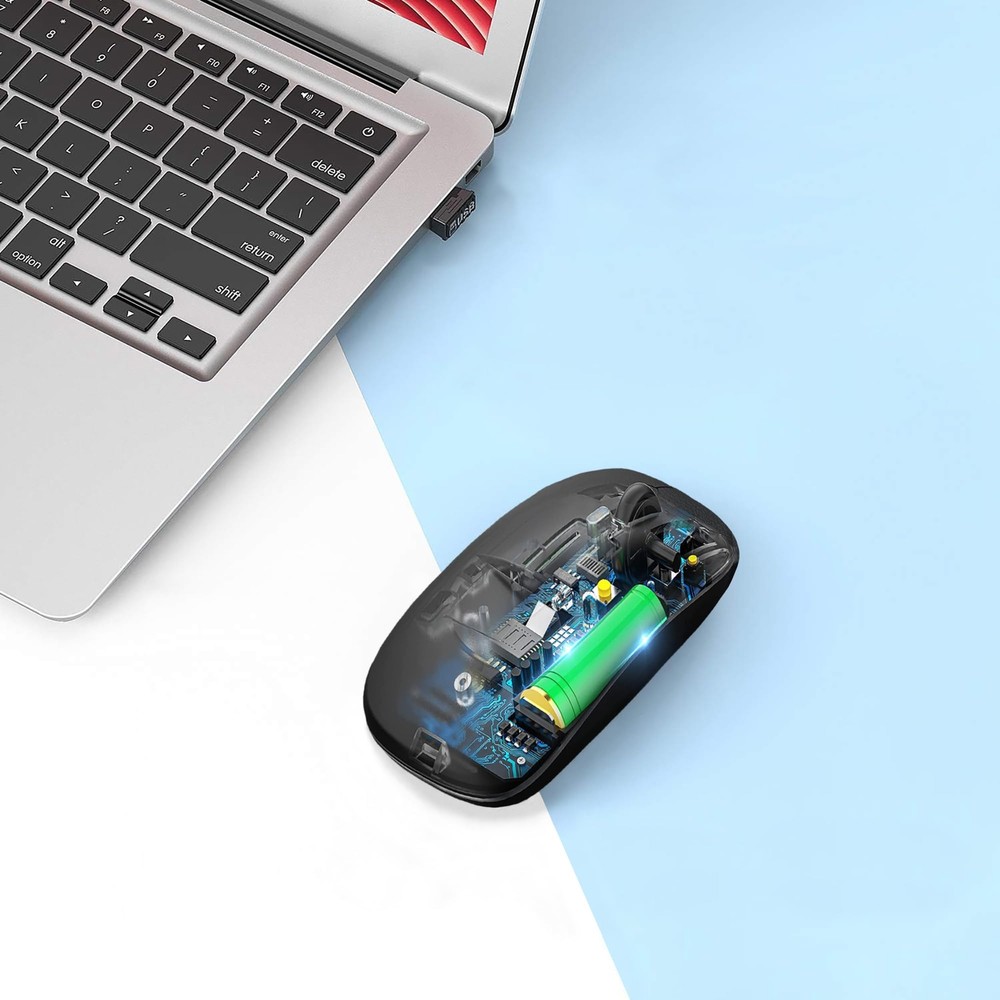 Wireless Bluetooth Mouse Rechargeable Laptop Mice with LED Use Portable