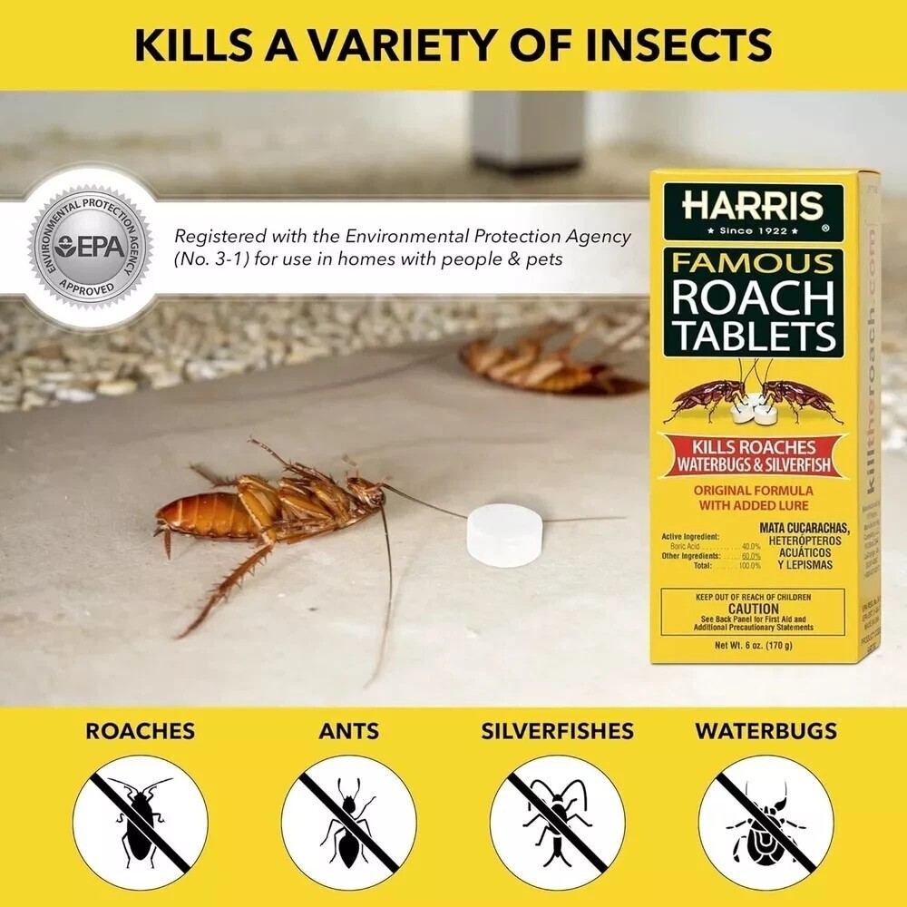 Harris Roach Tablets, Boric Acid Roach and Insects Killer with Lure, Alternative