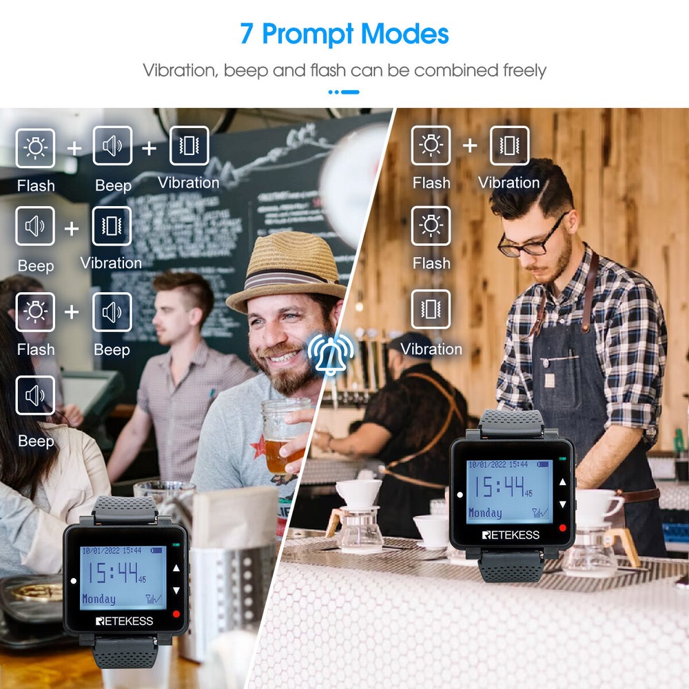 T128 Wireless Calling System 3 Watch 40 Wireless Restaurant Call Button grill