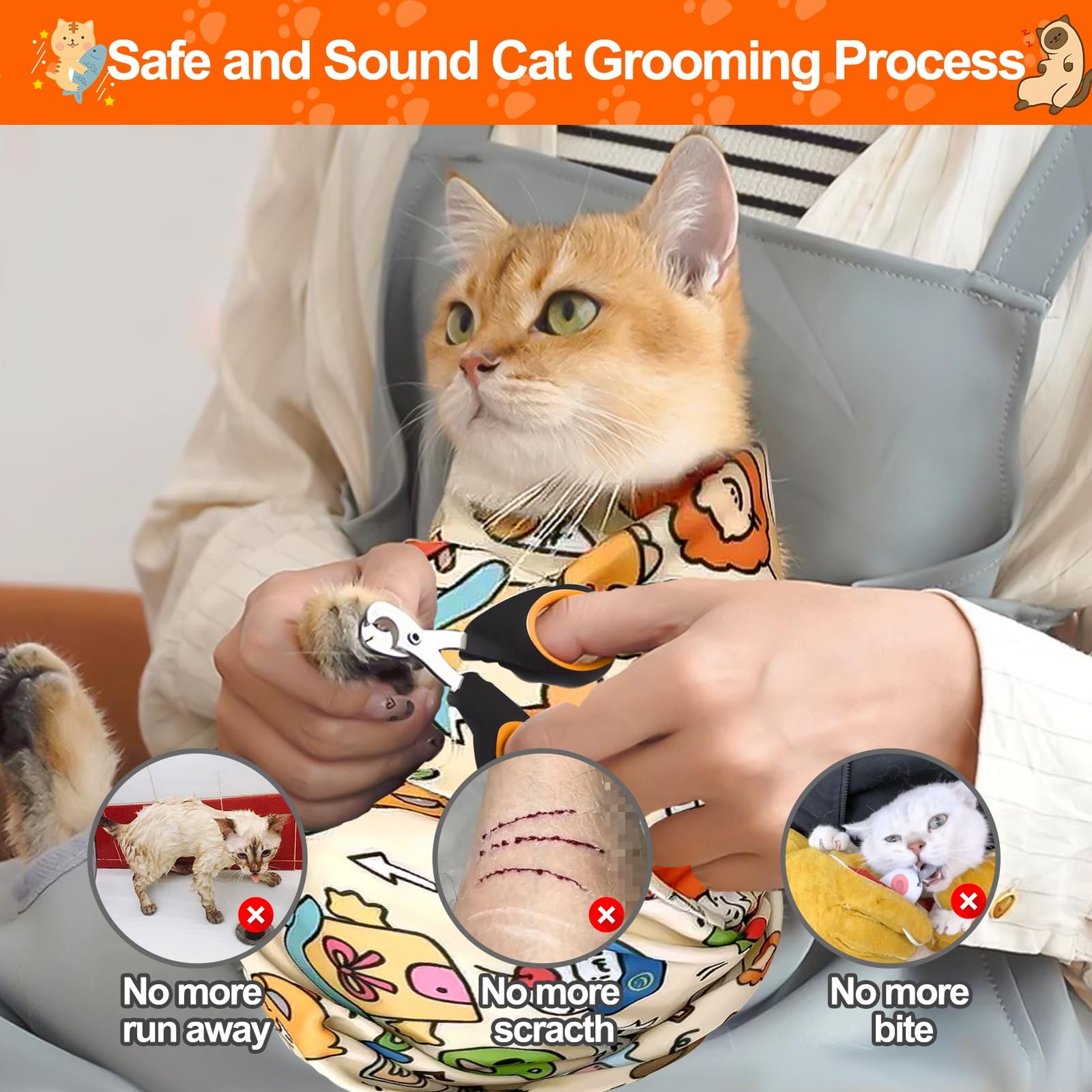"Cat Grooming Supplies - Cat Wrap for Cutting Nails with Cat Nail Clipper, Cat..