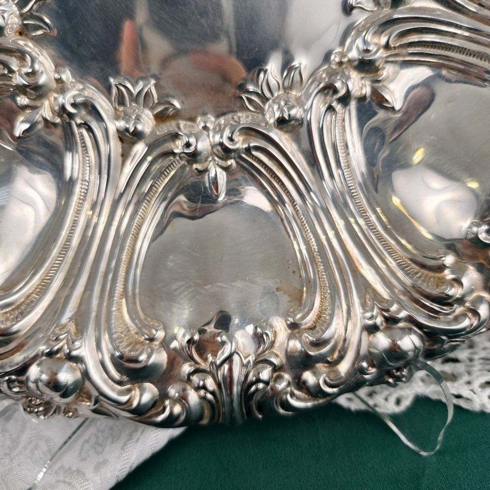 Vintage Silver Decorative Large Plate Bowl
