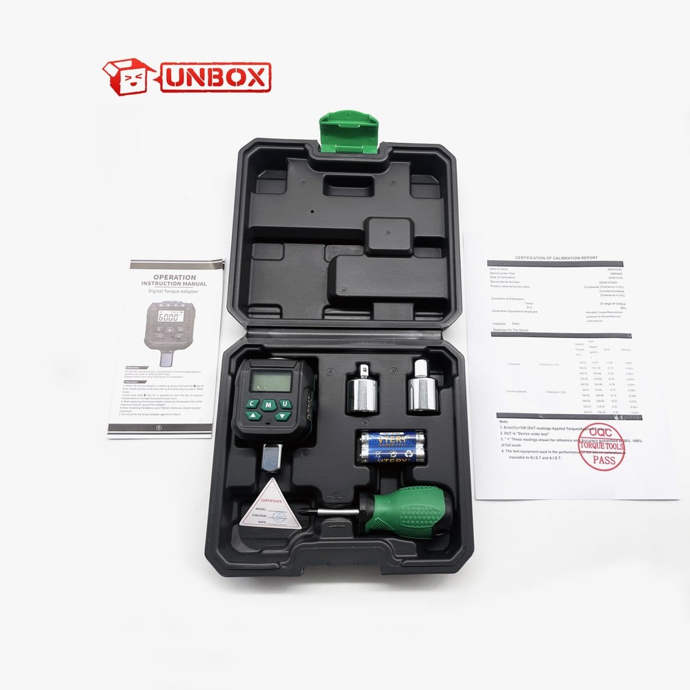 1/2" Digital Torque Adapter Set with Socket Adapters 1/4", 3/8" - 2 Accuracy