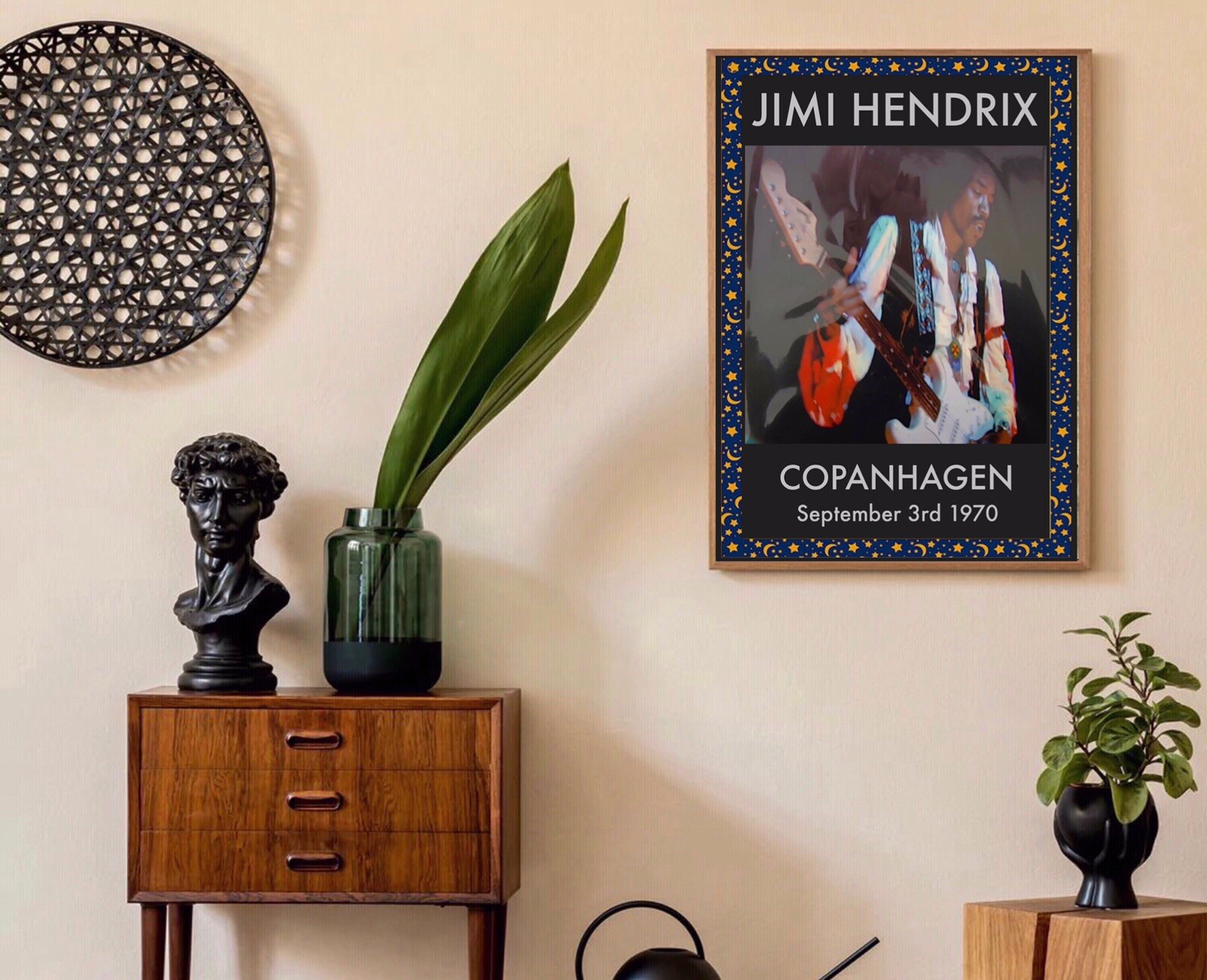 Jimi Hendrix Concert Poster Copanhagen 1970 UV Giclée Print High Quality Unique