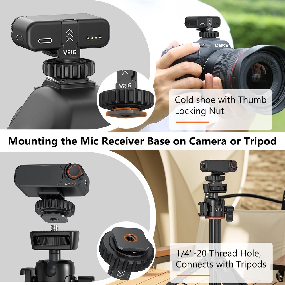 VRIG Cold Shoe Mount Adapter for MIC 2 Wireless Microphone,Mic 2 Mount Adapte...