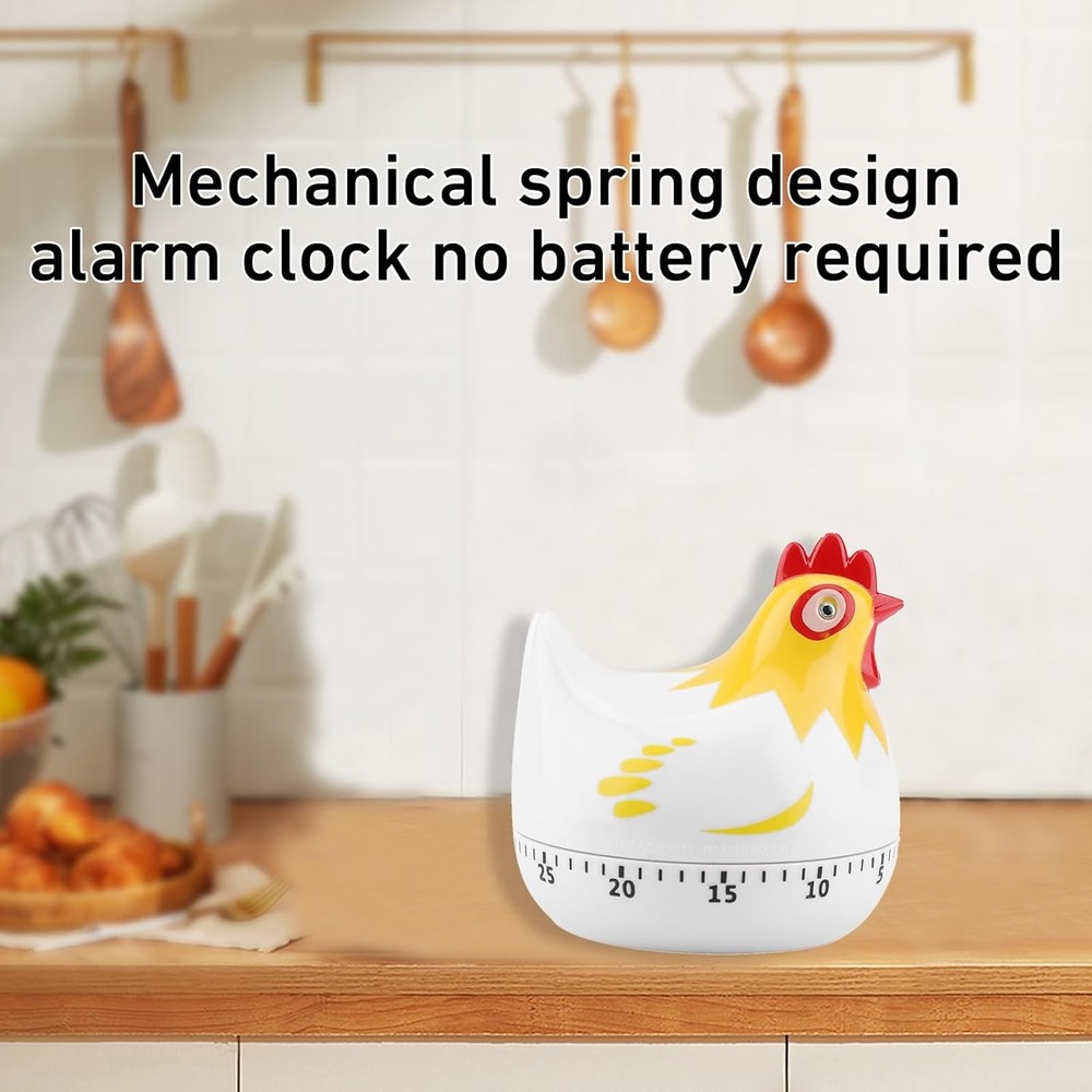 Cute Chicken-Shaped Kitchen Timer – 60-Minute Mechanical Countdown Timer for Coo