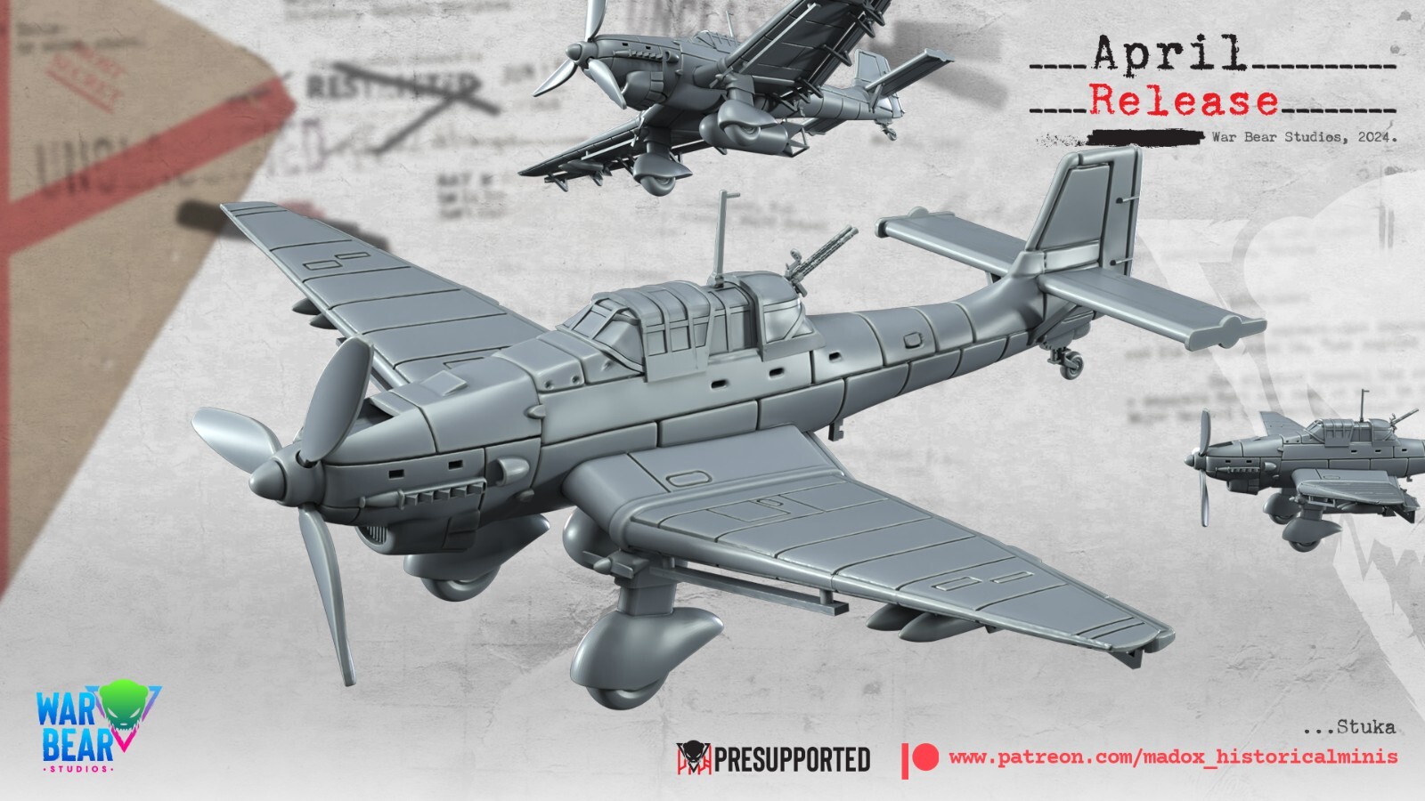 BattleCat Miniatures WW2 German Junkers JU 87 & Crew Bolt Action WWII 20mm 28mm