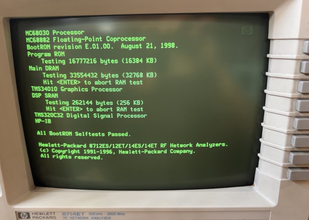 HP RF Vector Network Analyzer Model 8714ET with opt 1E1