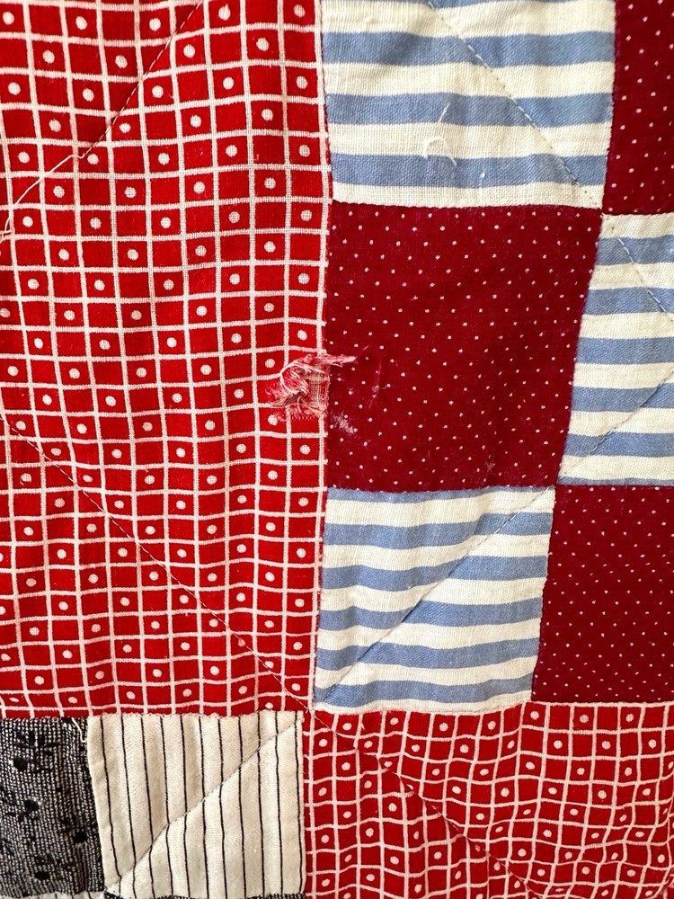 Vintage Handmade Nine Patch Quilt