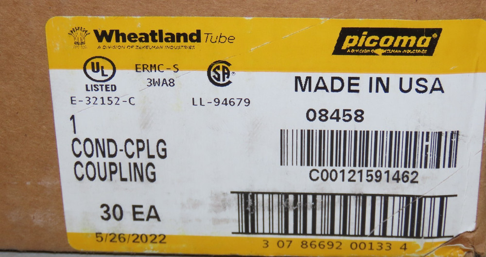 WHEATLAND CONDUIT COUPLING 1" 08458 (30PCS)
