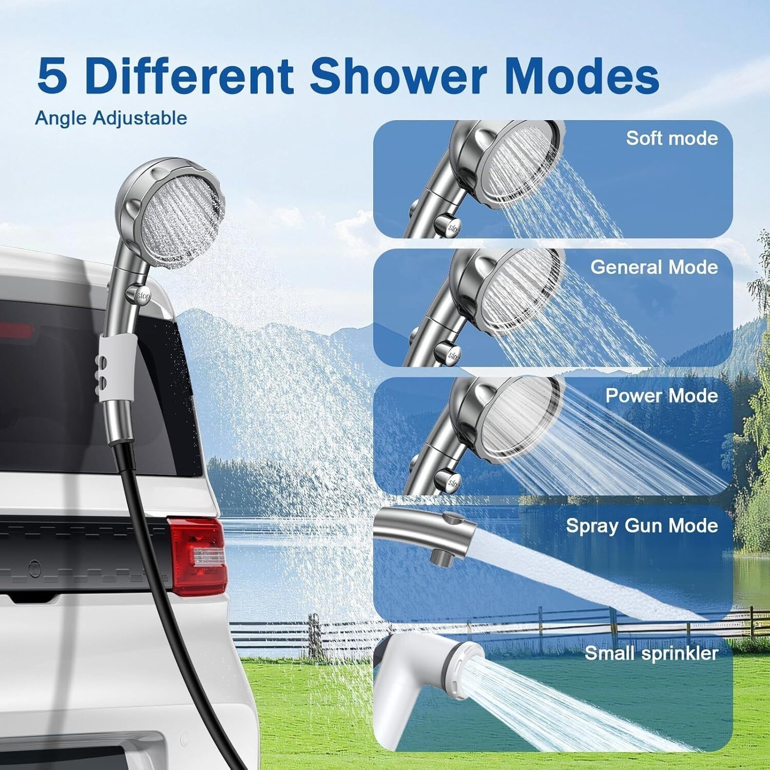 Portable Shower Camping,9000mAh Rechargeable Shower Pump with Digital Display