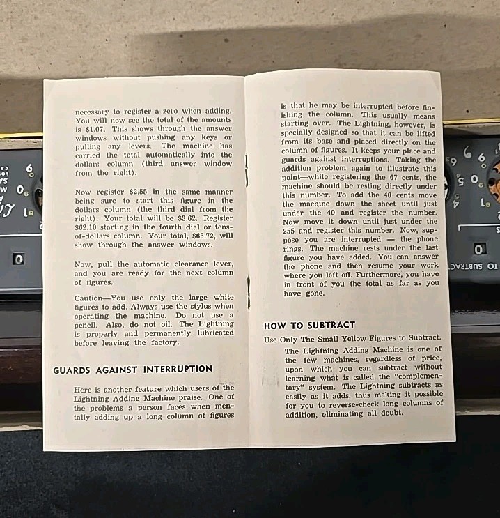 Vintage Lightning Portable Adding Machine. With Box, Tool, Machine And Stand