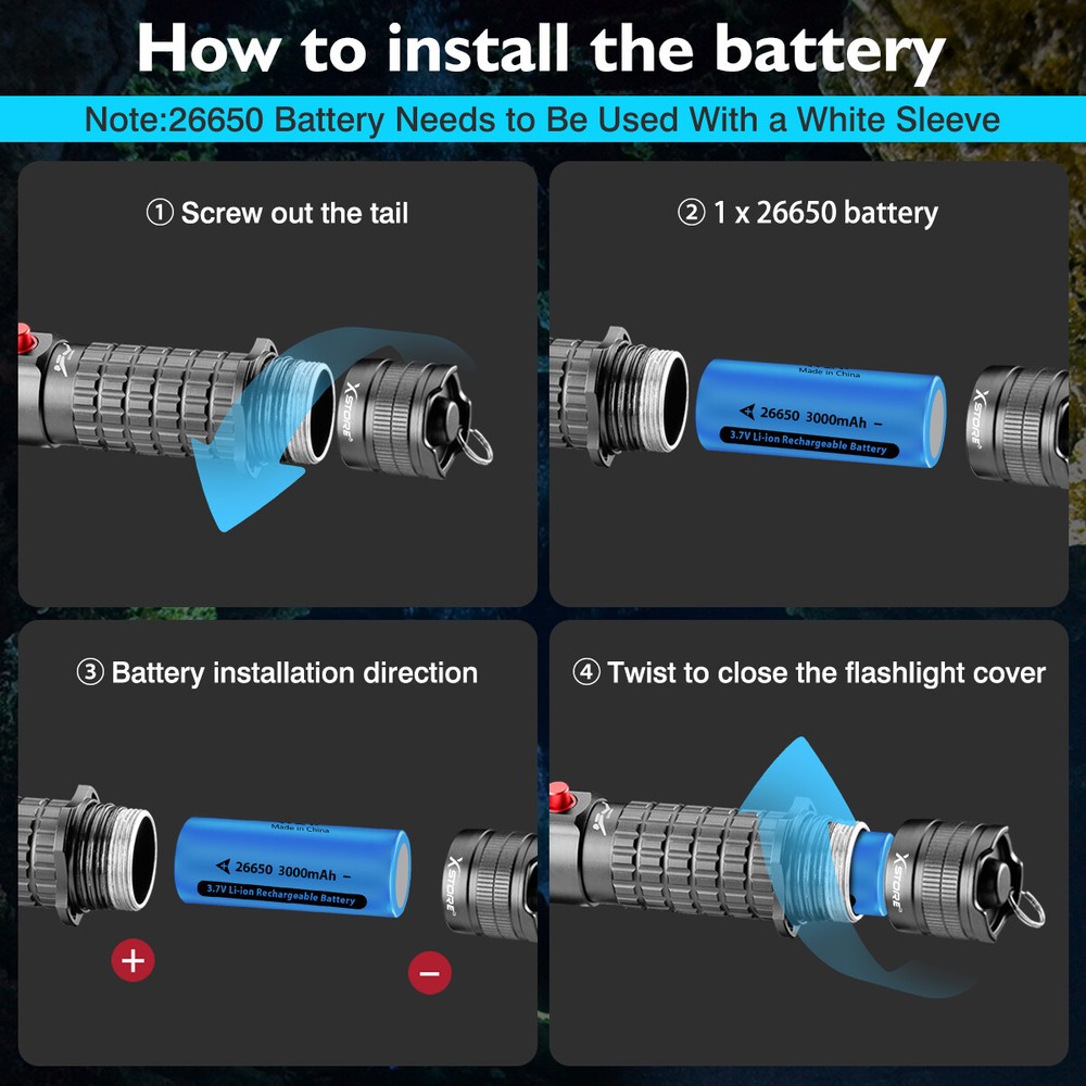 Diving Flashlight 3000LM Rating Professional Diving Light Underwater Flashlight