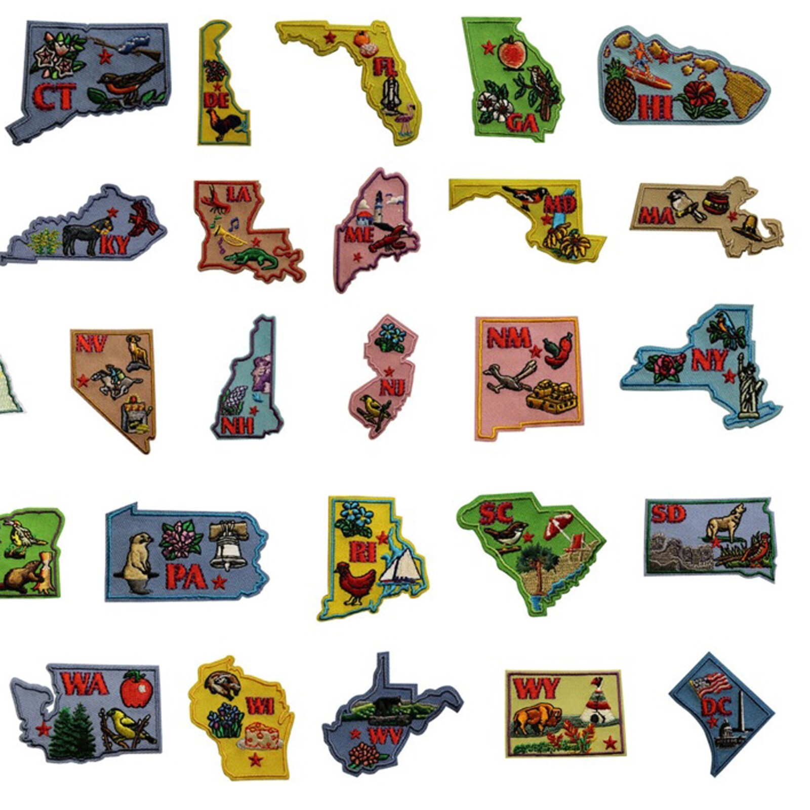 US State Travel Embroidered Iron On Patches All 50 States Available - Tourist