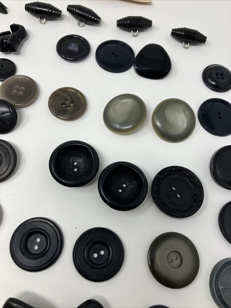 Vintage Button Lot Black Gray Mixed Lot