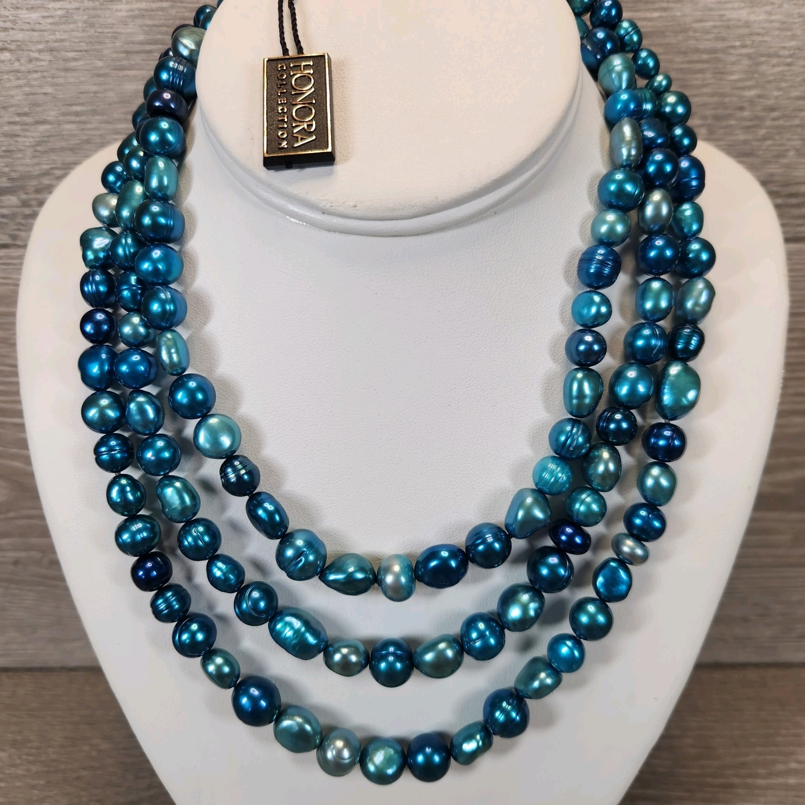 Honora Multicolor Blue Freshwater Pearl Necklace w/ Tag & Storage Pouch