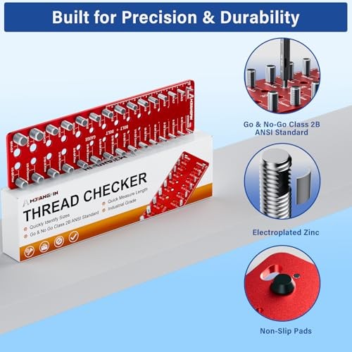 Thread Checker, 30 Nut & Bolt Thread Size Checker 15 Standard &15 Metric, Wall