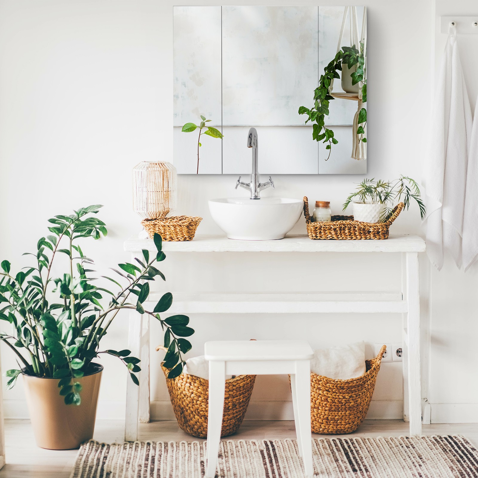 Wall-Mounted Mirror Medicine Cabinet for Bathroom 3-Door and Adjustable Shelves