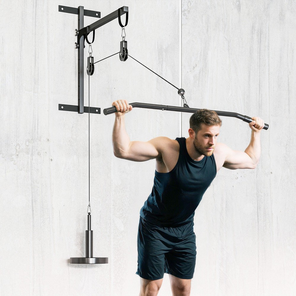 Weight Cable Pulley System Home Gym LAT Pull Down Biceps Workout w/ Loading Pin