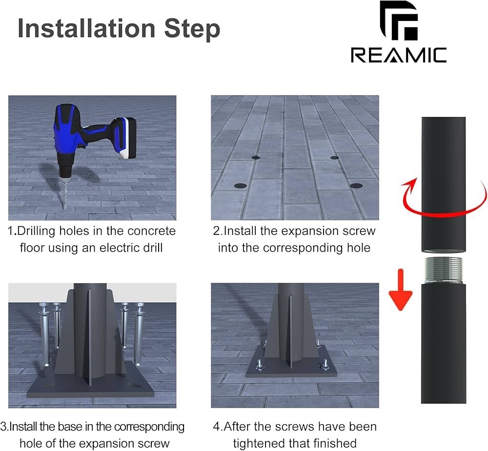 10ft Sun Shade Sail Poles - Heavy Duty Steel Metal Outdoor Post Kit for...