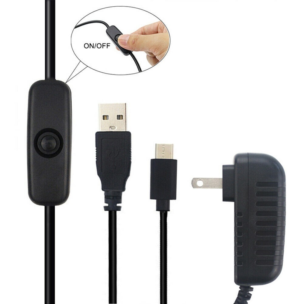 Raspberry Pi 4 400 Power Supply Adapter USB-C with Switch Cable US UK EU AU Plug
