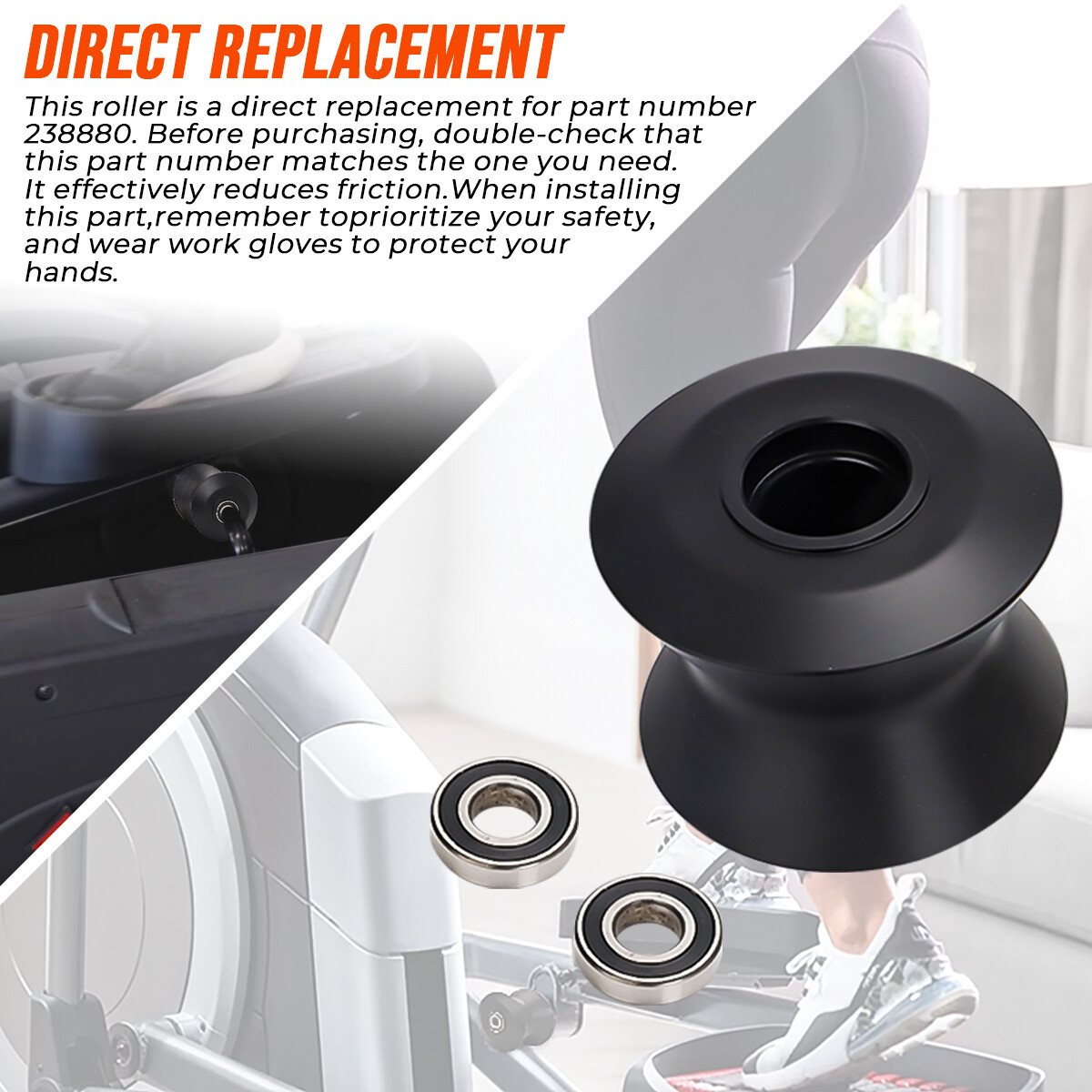 238880 Elliptical Roller Wheel Kit For Nordictrack - Proform -Reebok - GoldsGym