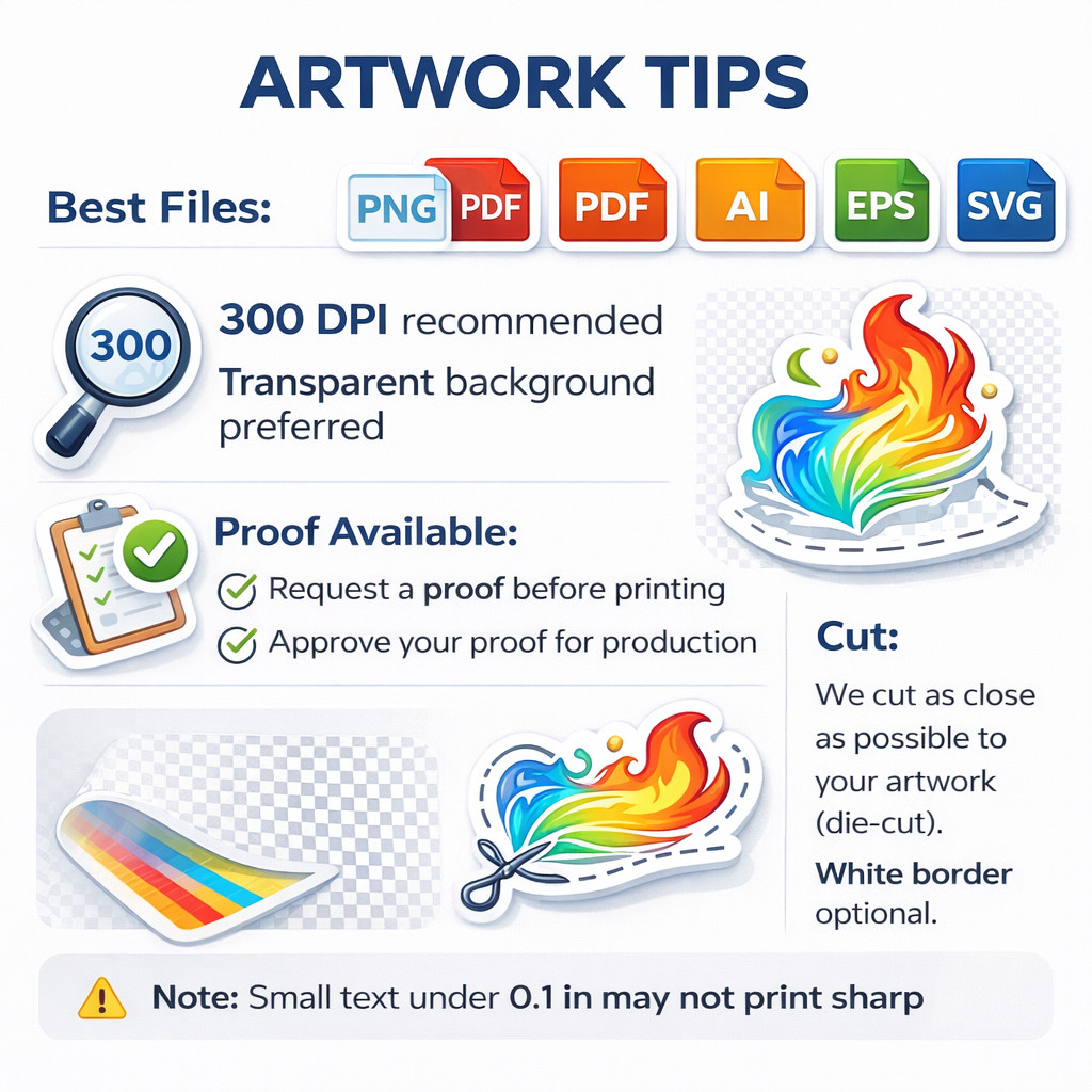 Custom Logo Stickers Vinyl Die Cut Decals Waterproof UV Resistant 2"-20"