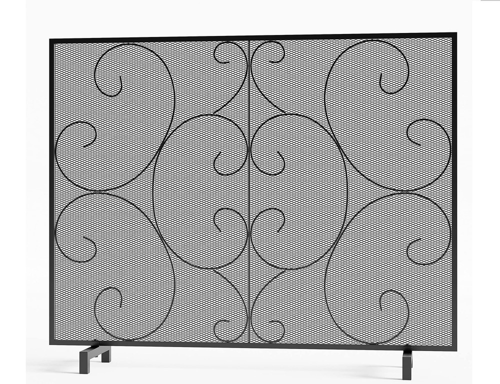 Kingson Single Panel Decorative Flat Fireplace Screen Cover Handcrafted Durab...