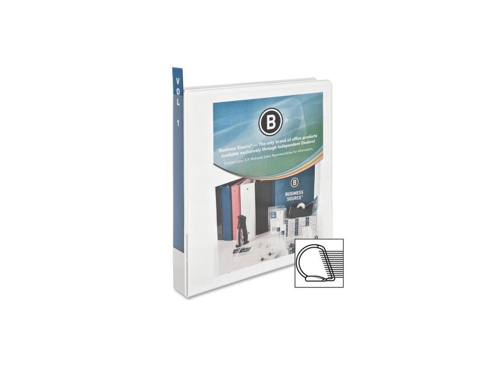 Business Source D-Ring Binder w/ Pockets 1" Capacity White 28440