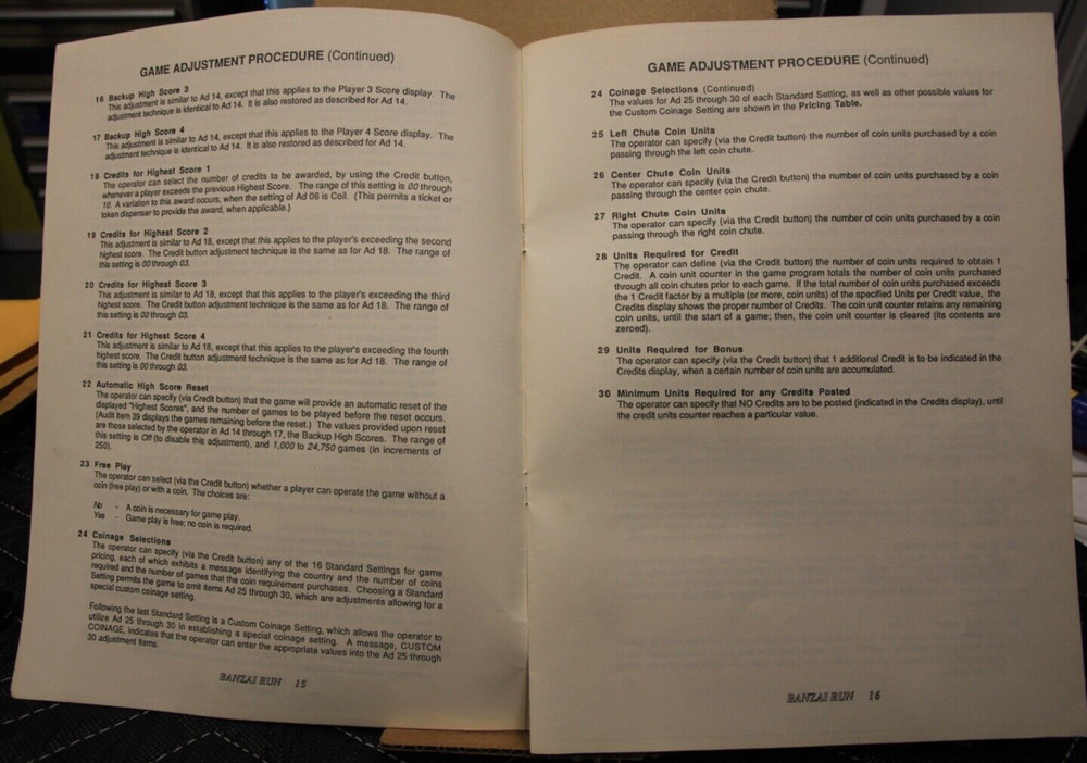 Banzai Run Pinball Preliminary Operations Manual