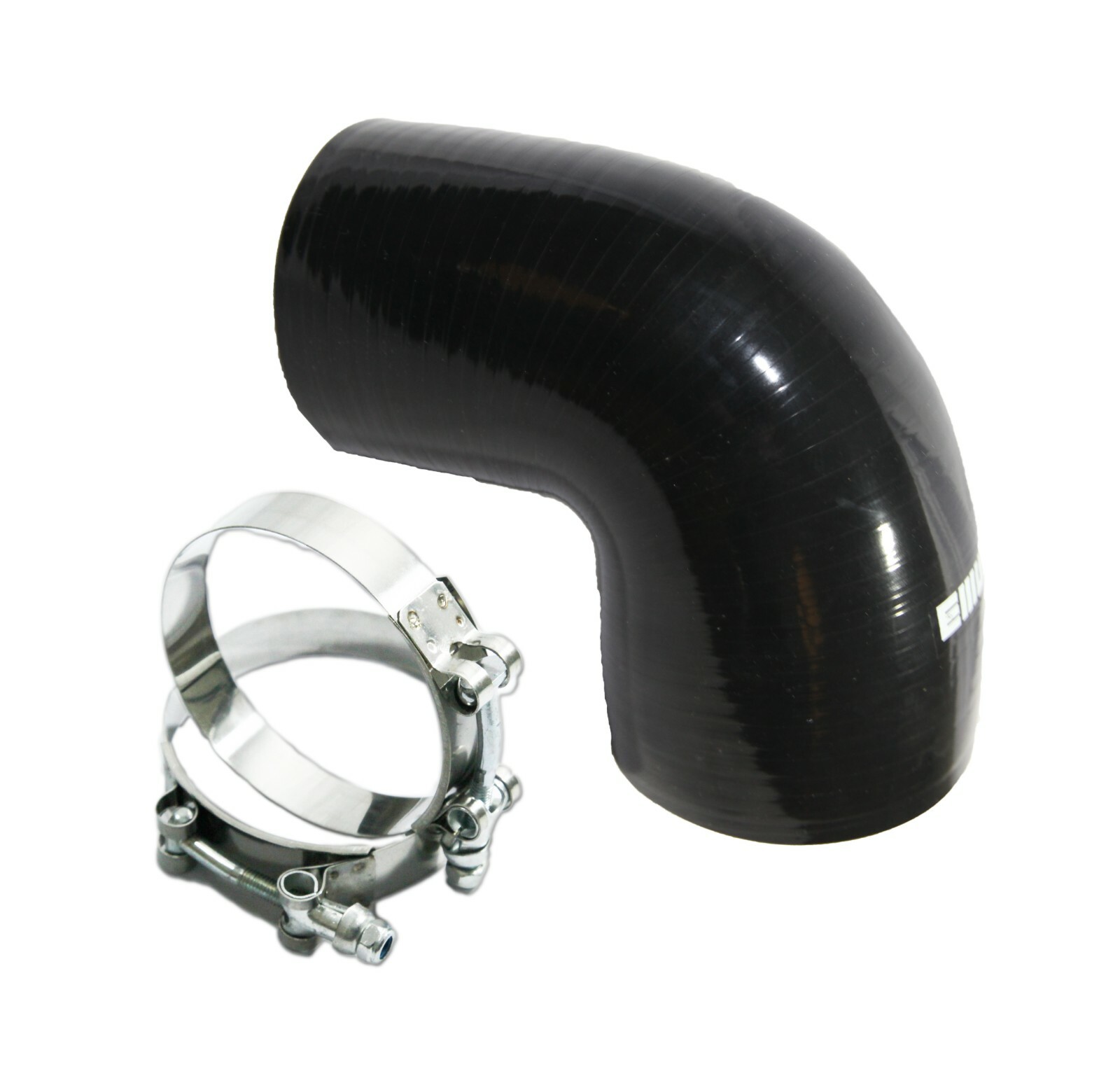 For Reducer 4" to 3.5" 90 DegSilicone hose COUPLER turbo intercooler BLACK+CLAMP