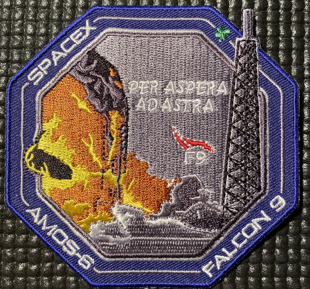 SPACEX FALCON 9 AMOS-6 MISSION PATCH - 3.5”