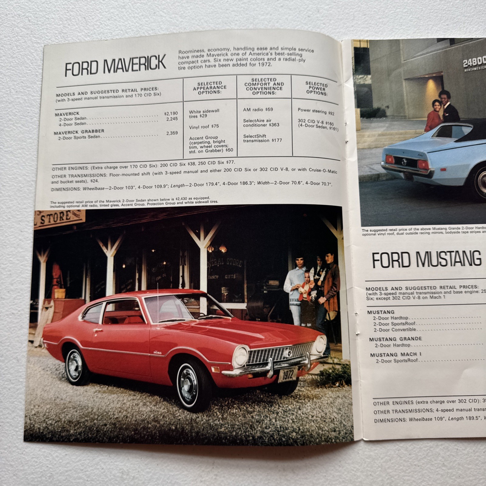 Vintage 1972 Ford Car Dealer Sales Brochure Ford Mercury, Maverick, Mustang