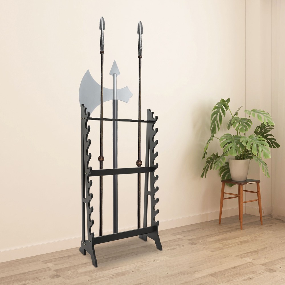 5Hole/10Tier Sword Rack Black Holds 15 Items Storage for Stage Performance Props