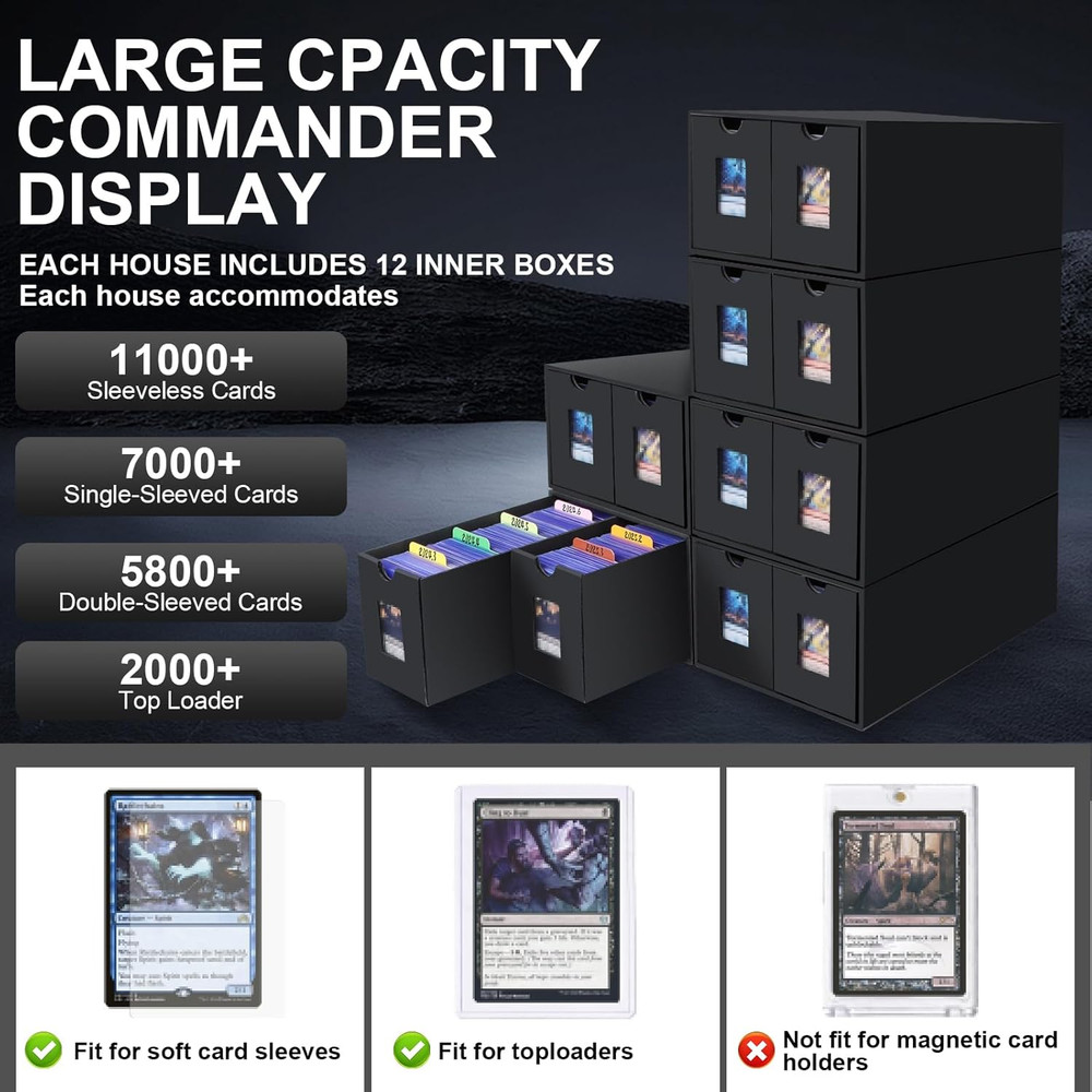 11000+ Card Storage Box, 2000+ Toploader Card Storage Box for Commander Display,