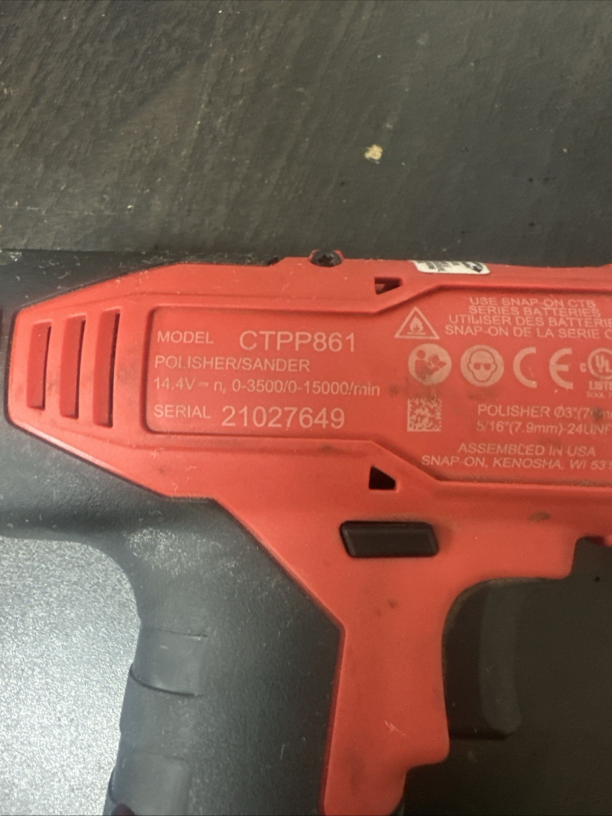 Snap-On 14.4V Ratchet Polisher Sander Brushless Cordless And 3 Batteries 2.5 Ah