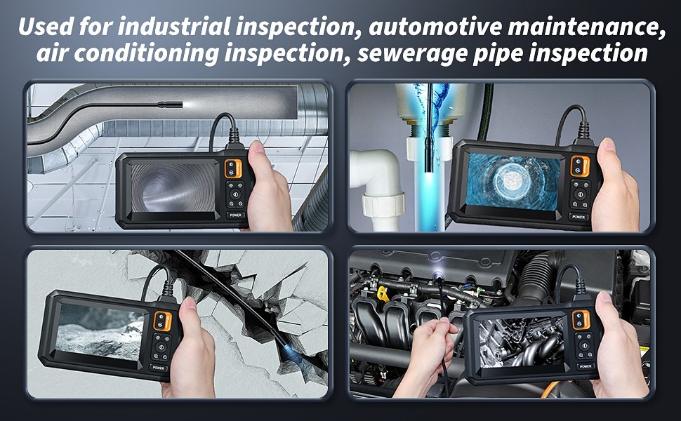 Endoscope Camera +Light Inspection Borescope 4.3" IPS Screen 1920PHD 8LEDS 16.5'