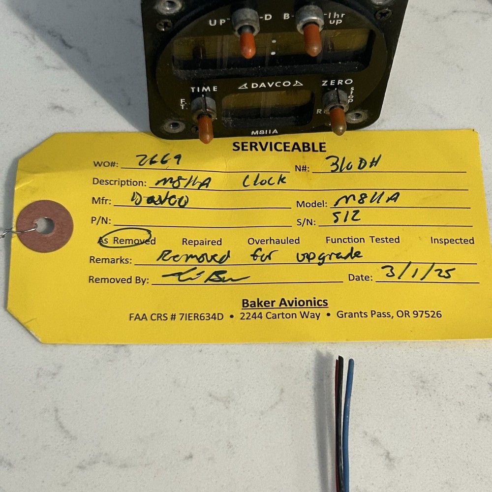 DAVCO M811A DIGITAL AIRCRAFT CHRONOMETER CLOCK TIMER + Yellow Tag