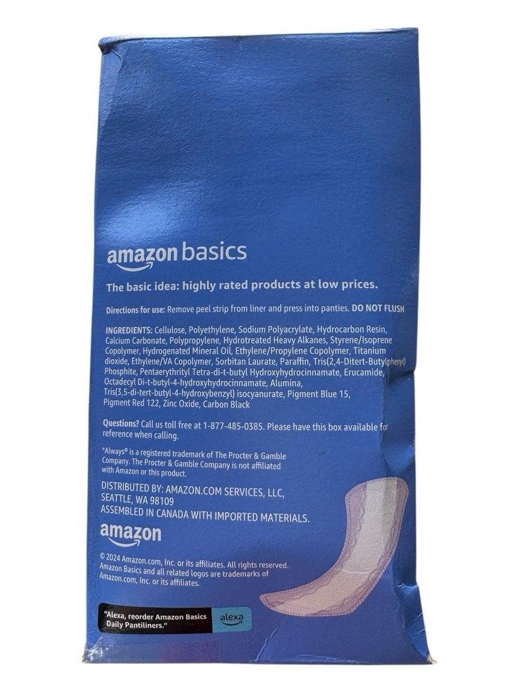 Amazon Basics Daily Pantiliner Long - Unscented - 40 Count